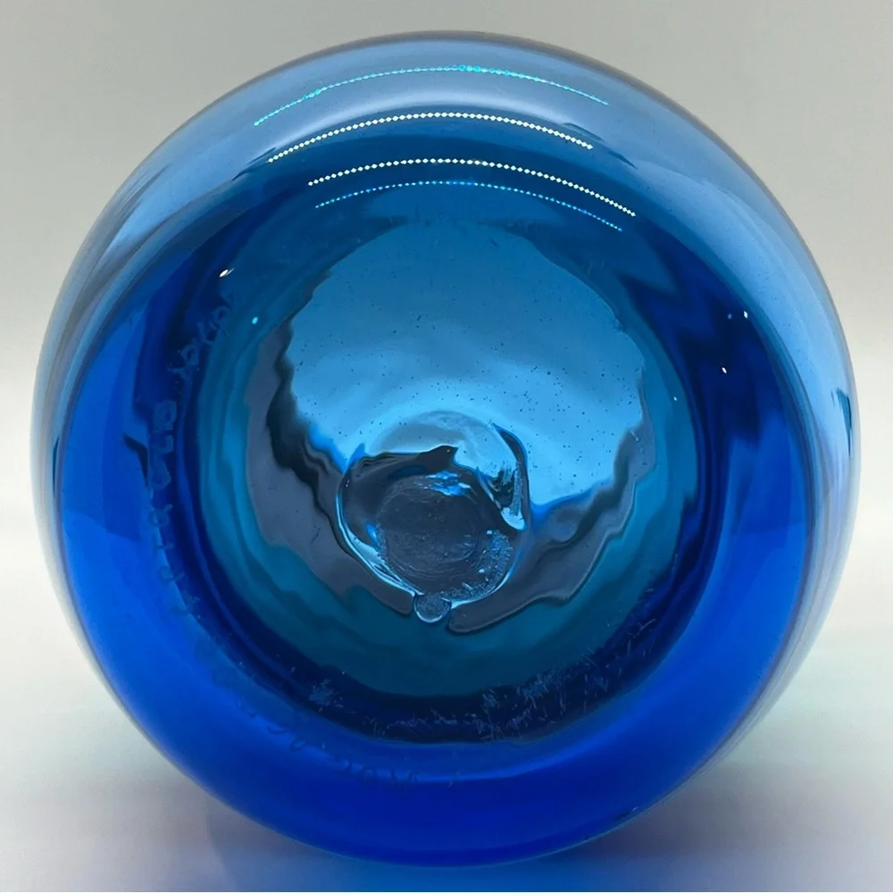 Stunning Kohomo “KOG” 9 inch Art Glass Vase Blue Turquoise and Lavender